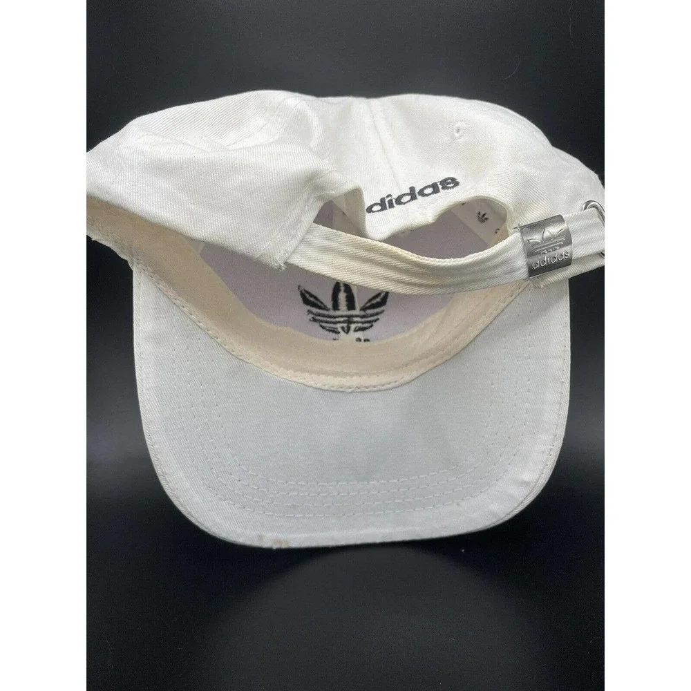Adidas Hat Cap Strapback White Black Trefoil Logo Spell Out Adjustable Mens - Picture 5 of 5